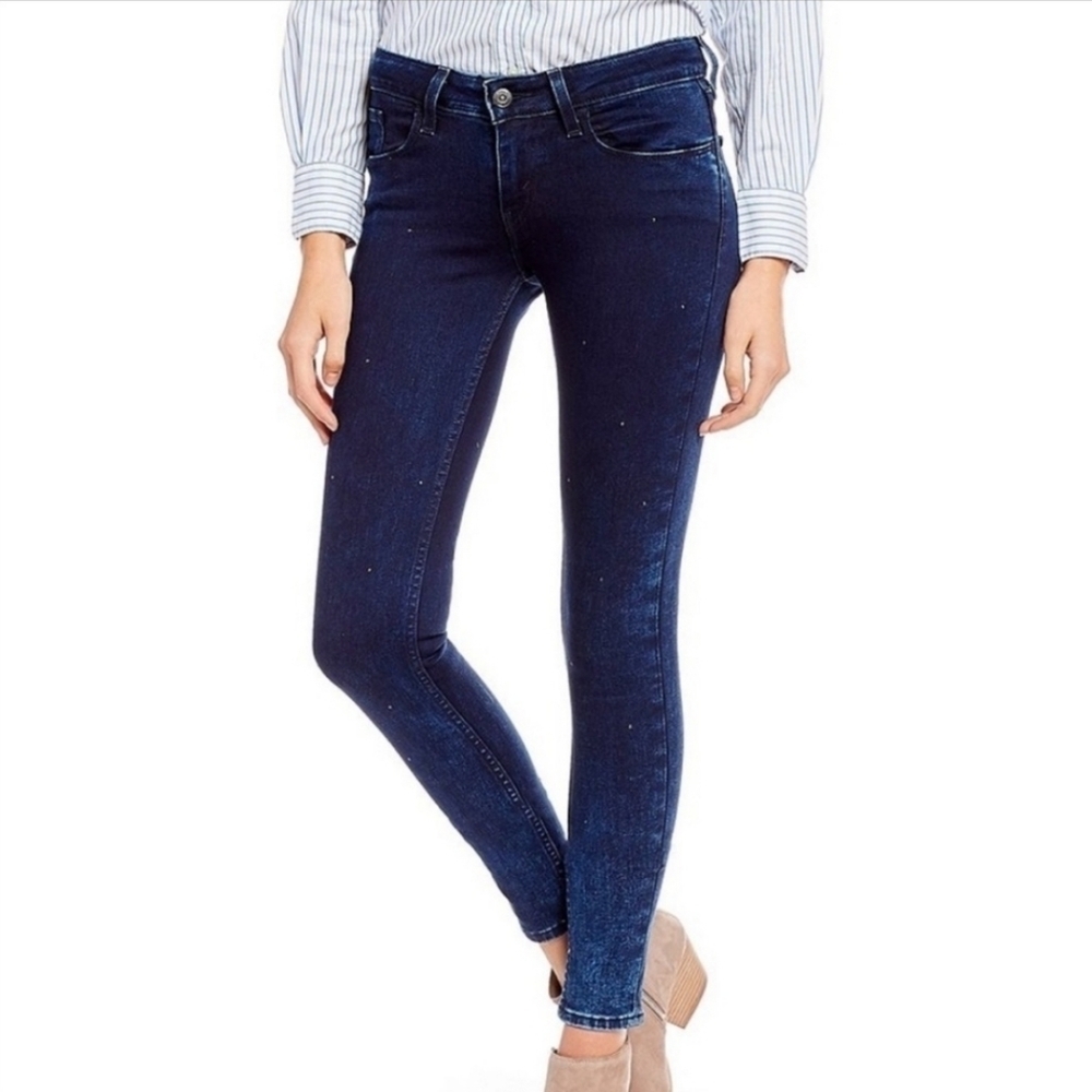 Levi’s Mid Rise Skinny Studded Jeans Sz 8‎ Dark Wash Y2K Glam Rock